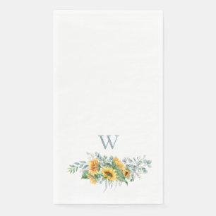 Watercolor Sunflower Monogram Napkin