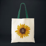 Watercolor Sunflower Monogram Tote Bag<br><div class="desc">Floral tote bag design features a beautiful painted sunflower image. Click the customise button for more flexibility with moving/scaling the images and modifying the text! Variations of this design, additional colours, as well as coordinating products are available in our shop, zazzle.com/doodlelulu*. Contact us if you need this design applied to...</div>