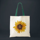 Watercolor Sunflower Monogram Tote Bag<br><div class="desc">Floral tote bag design features a beautiful painted sunflower image. Click the customise button for more flexibility with moving/scaling the images and modifying the text! Variations of this design, additional colours, as well as coordinating products are available in our shop, zazzle.com/doodlelulu*. Contact us if you need this design applied to...</div>