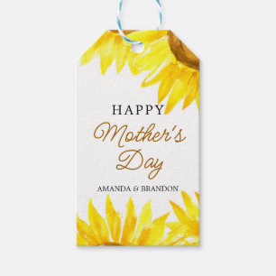 Watercolor Sunflower Mother’s Day Kids Names Gift Tags