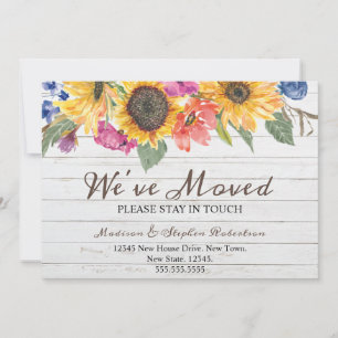 Watercolor Sunflower Moving    Change of Address Announcement
