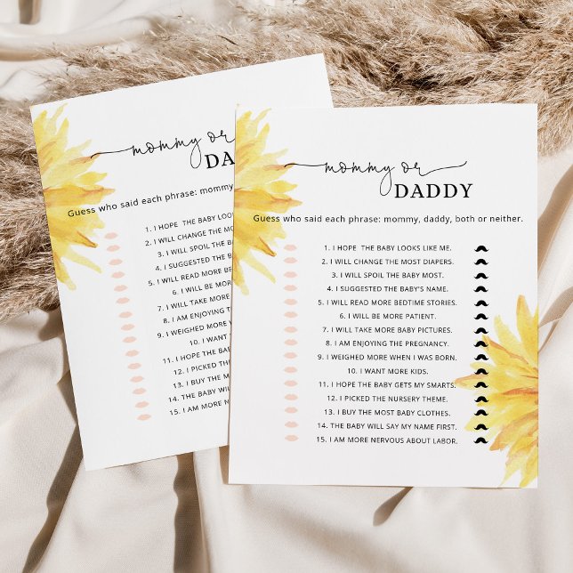 Watercolor sunflower mummy or daddy baby game (Creator Uploaded)