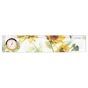 Watercolor Sunflower Nameplate