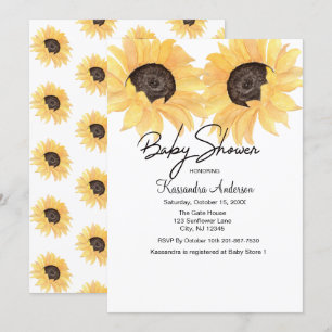 Watercolor Sunflower Neutral Gender Baby Shower Invitation