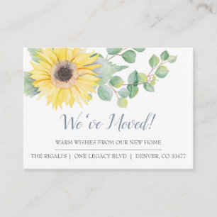 Watercolor Sunflower New Home Moving Announcement