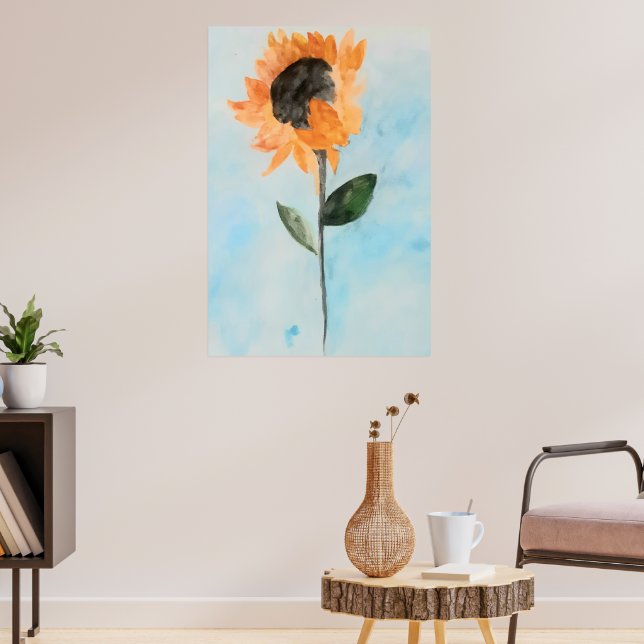 watercolor Sunflower Painting Poster (Living Room 3)