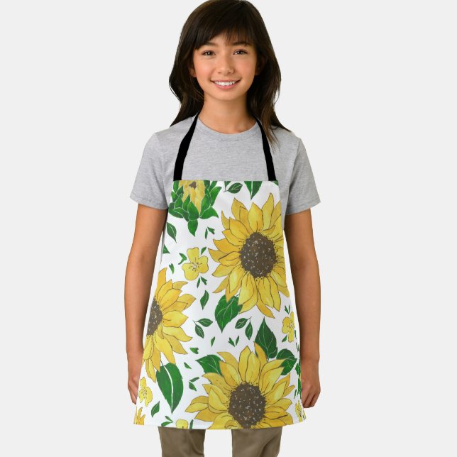 Watercolor Sunflower Pattern  Apron (Insitu)