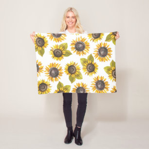 Watercolor Sunflower Pattern Baby Blanket
