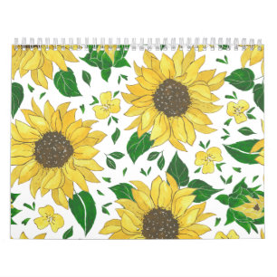 Watercolor Sunflower Pattern Calendar