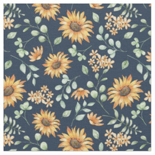 Watercolor Sunflower Pattern Fabric