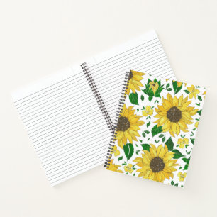 Watercolor Sunflower Pattern Notebook
