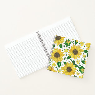 Watercolor Sunflower Pattern Notebook