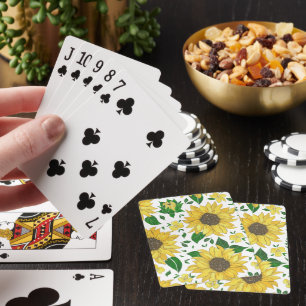 Watercolor Sunflower Pattern Playing Cards