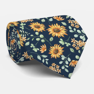 Watercolor Sunflower Pattern  Tie