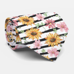 Watercolor Sunflower Pattern Tie