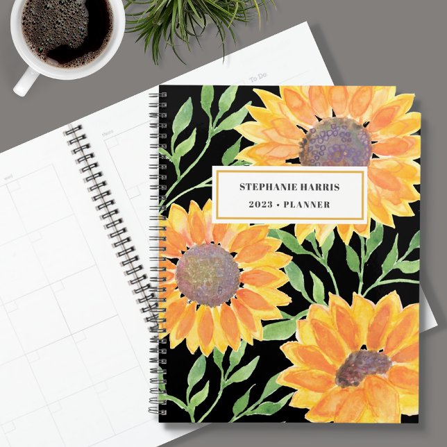 Watercolor Sunflower Personalised 2023   Planner (Creator Uploaded)