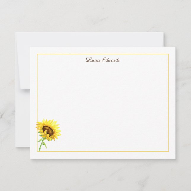 Watercolor Sunflower Personalised Card (Front)