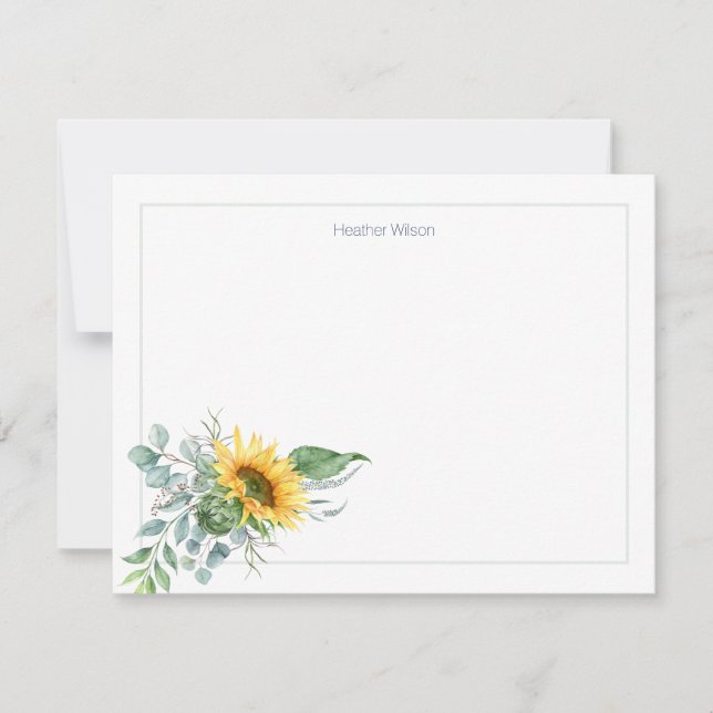 Watercolor Sunflower Personalised Thank You Card (Front)