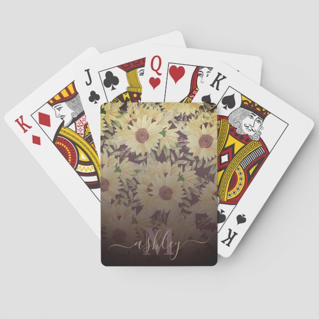 Watercolor Sunflower Playing Cards (Back)