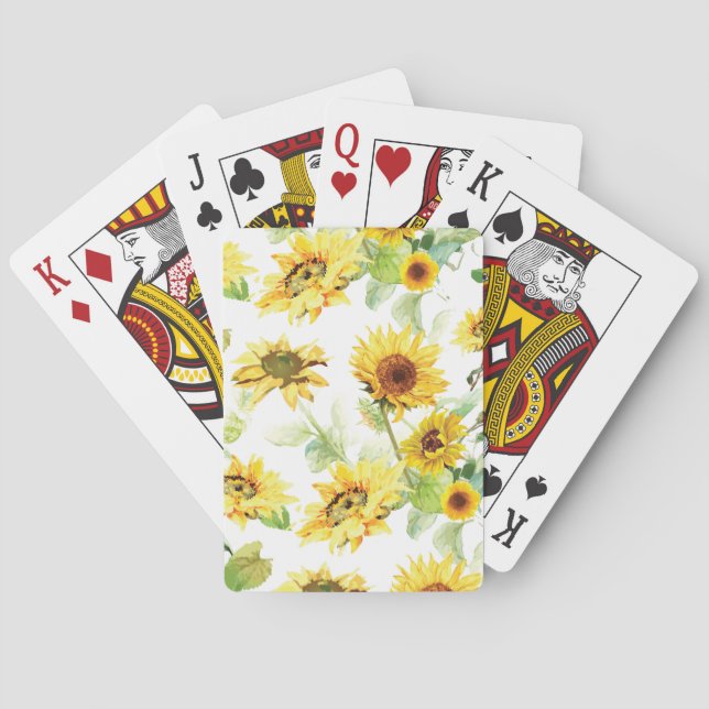 Watercolor Sunflower Playing Cards (Back)