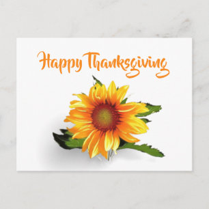 Watercolor sunflower postcard
