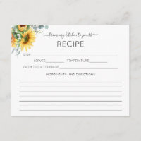 Watercolor Sunflower Recipe Card
