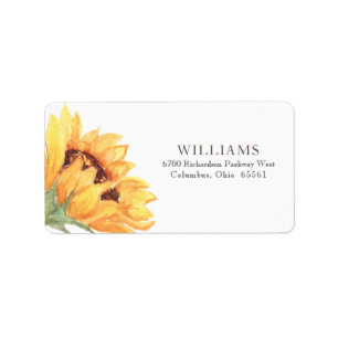 Watercolor Sunflower Return Address Label