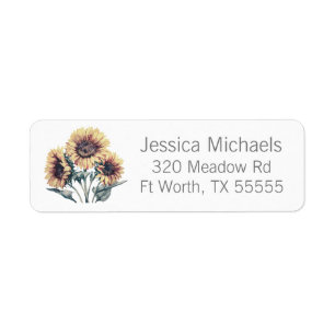 Watercolor Sunflower Return Address Labels