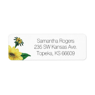 Watercolor Sunflower Return Address Labels