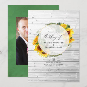 Watercolor Sunflower Rustic Country Barn Wedding Invitation