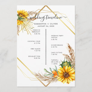 Watercolor Sunflower Rustic Itinerary Program Programme