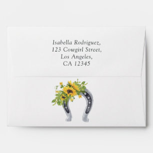 Watercolor Sunflower Rustic Western Quinceañera Envelope