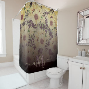 Watercolor Sunflower Shower Curtain