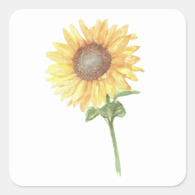 Watercolor Sunflower Square Sticker (Front)