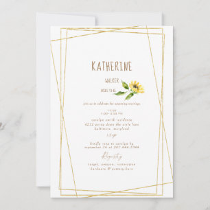 Watercolor Sunflower Stem Modern Bridal Shower Invitation