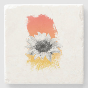 Watercolor Sunflower Stone Coaster
