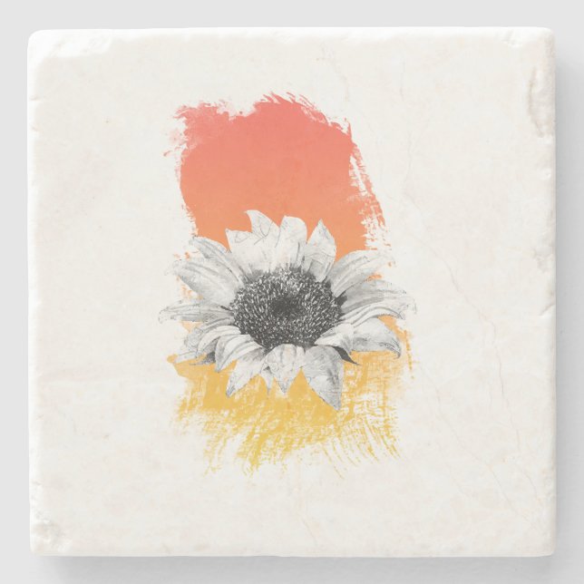 Watercolor Sunflower  Stone Coaster (Front)