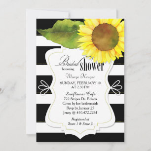 Watercolor Sunflower & Stripes Bridal Shower Invitation
