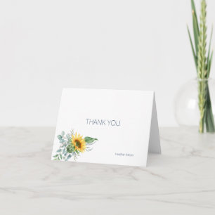 Watercolor Sunflower Thank You Folded Note Card