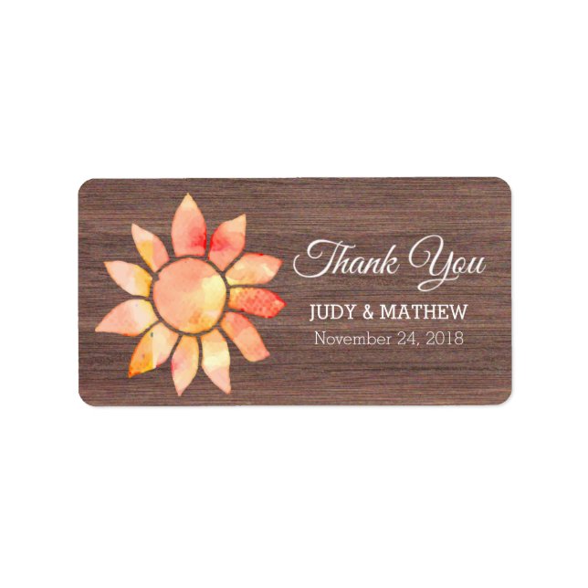 Watercolor Sunflower Thanksgiving Label (Front)