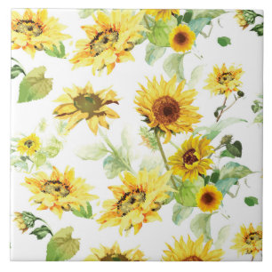 Watercolor Sunflower Tile
