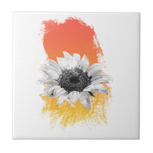 Watercolor Sunflower Tile