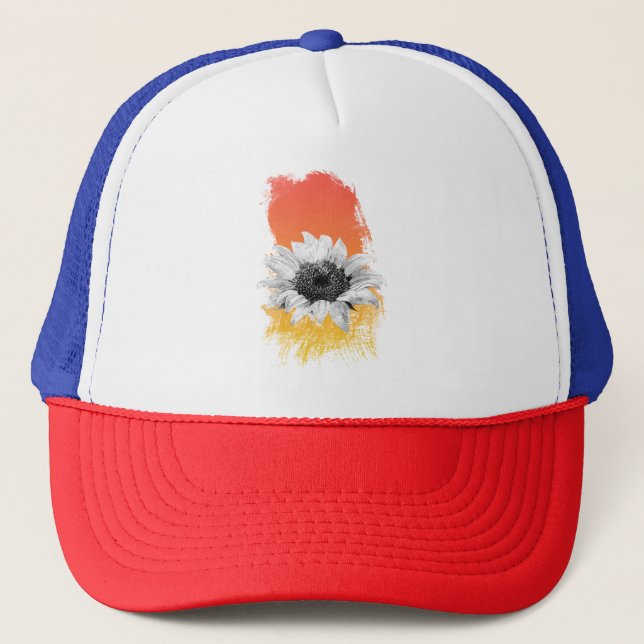 Watercolor Sunflower  Trucker Hat (Front)