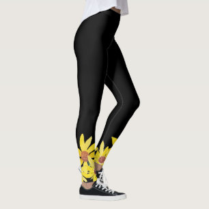 Watercolor Sunflower Vibrant Yellow Hand Painted Leggings