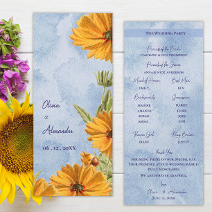 Watercolor Sunflower Wedding Ceremony Program Invitation
