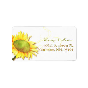 Watercolor Sunflower Wedding Couple Address Label