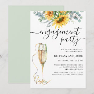 Watercolor Sunflower Wedding Engagement Party Invitation