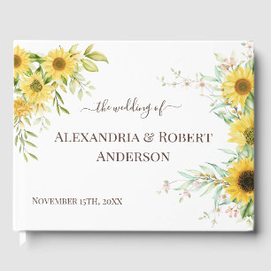 Watercolor Sunflower Wedding Guest Book
