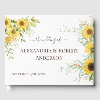 Watercolor Sunflower Wedding Guest Book