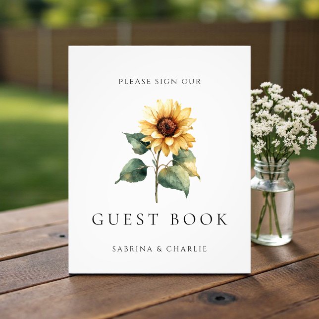 Watercolor Sunflower Wedding Guest Book Sign (Creator Uploaded)